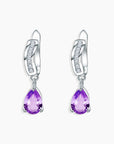 Amethyst Pear Cut Drop Earrings in Sterling Silver - Irosk Australia
