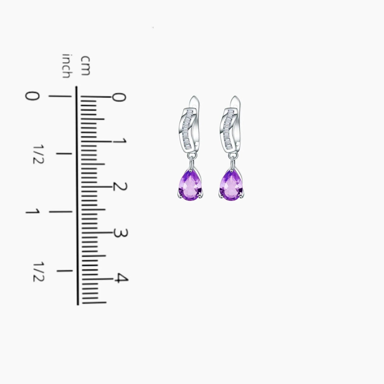 Amethyst Pear Cut Drop Earrings in Sterling Silver - Irosk Australia