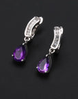 Amethyst Pear Cut Drop Earrings in Sterling Silver - Irosk Australia