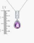Amethyst Pear Cut Halo Necklace in Sterling Silver - Irosk Australia