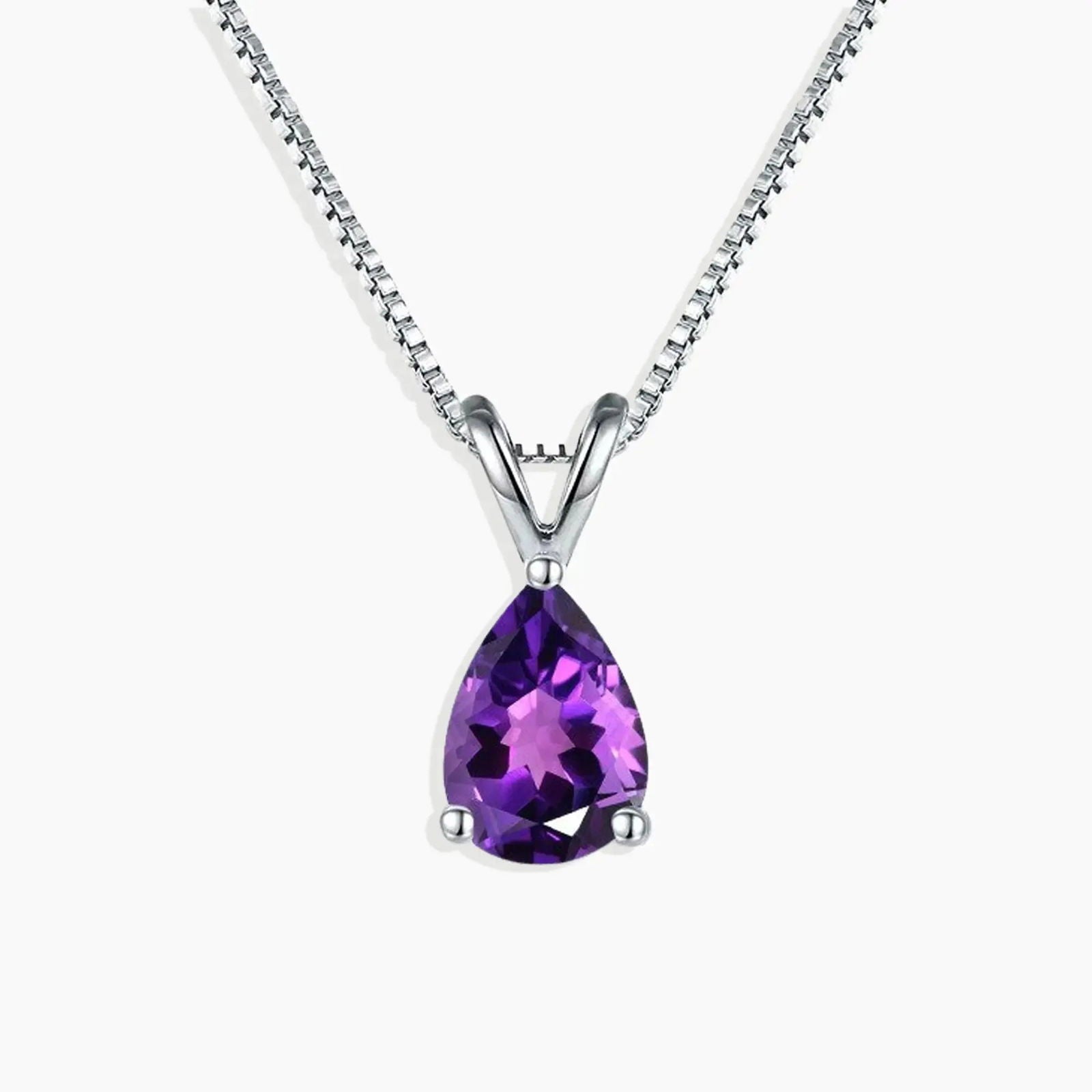 Amethyst Pear Shape Pendant Necklace - 925 Sterling Silver - Irosk Australia