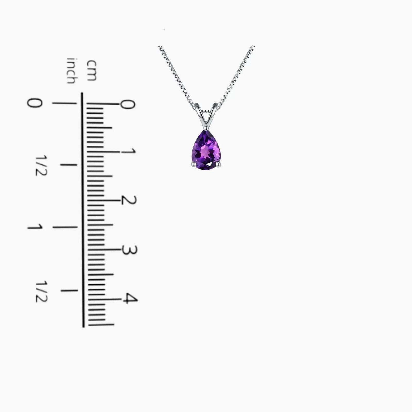 Amethyst Pear Shape Pendant Necklace - 925 Sterling Silver - Irosk Australia