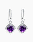 Amethyst Round Cut Drop Earrings in Sterling Silver - Irosk Australia