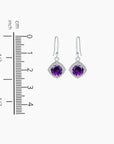 Amethyst Round Cut Drop Earrings in Sterling Silver - Irosk Australia
