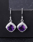 Amethyst Round Cut Drop Earrings in Sterling Silver - Irosk Australia