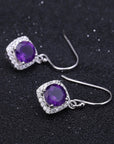 Amethyst Round Cut Drop Earrings in Sterling Silver - Irosk Australia