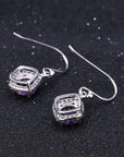 Amethyst Round Cut Drop Earrings in Sterling Silver - Irosk Australia
