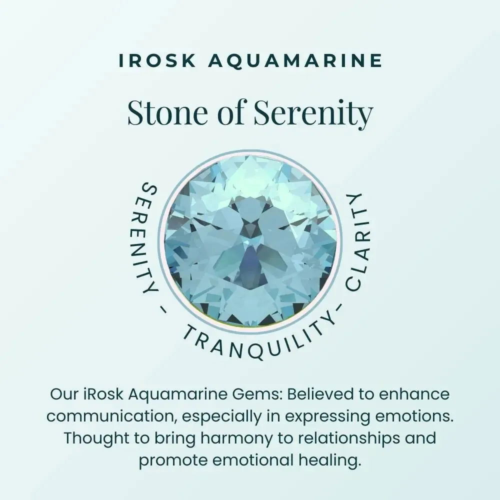 Aquamarine ‘Stone of Serenity’ card, highlighting the gemstone’s meaning and symbolic properties.