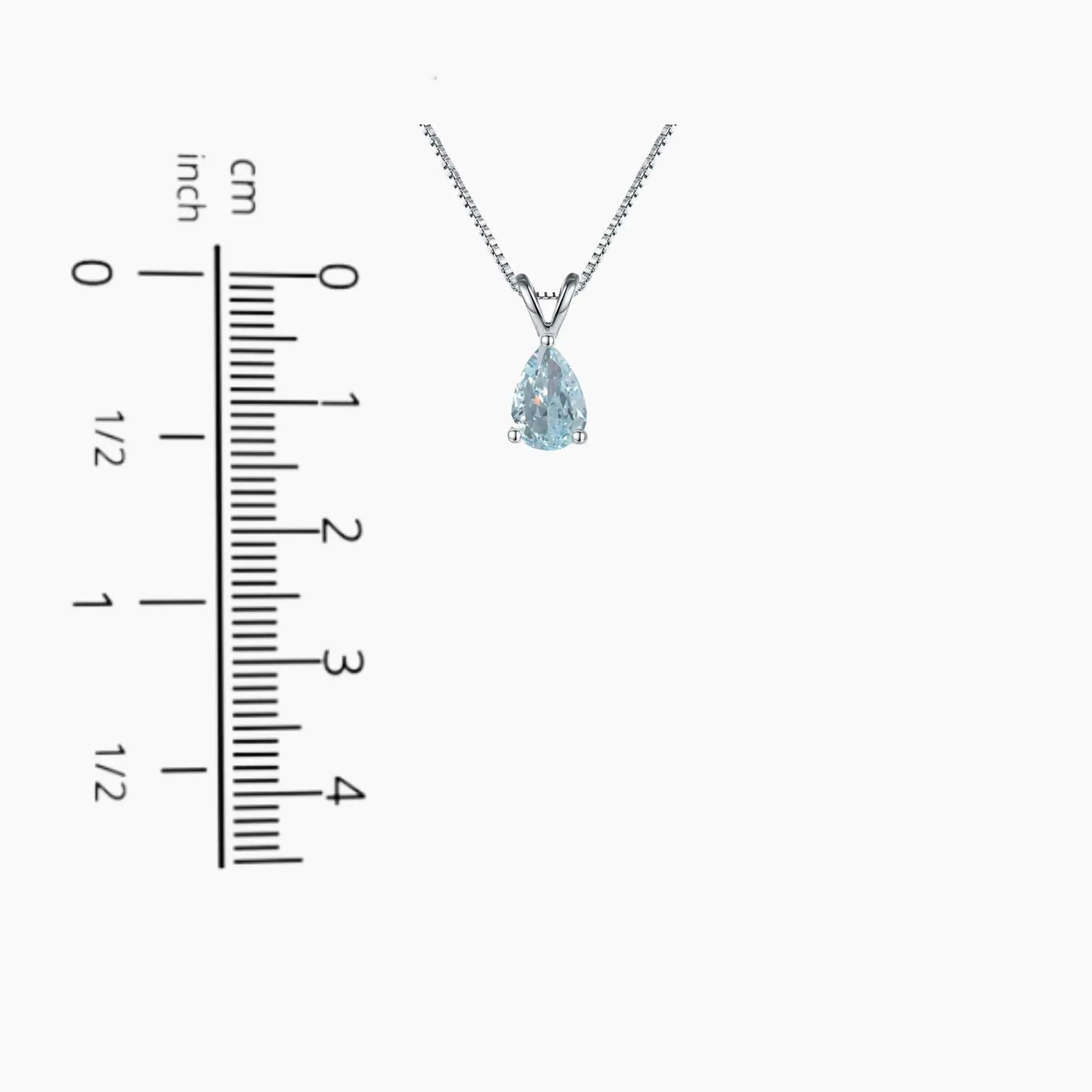 Aquamarine Pear Shape Pendant Necklace - 925 Sterling Silver - Irosk Australia