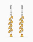 Citrine Drop Earrings in Sterling Silver with Marquise and Pear Cut Gemstones
