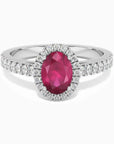 Classic Oval Ruby Halo Ring in Sterling Silver - Irosk Australia