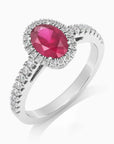 Classic Oval Ruby Halo Ring in Sterling Silver - Irosk Australia