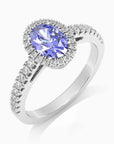 Classic Oval Tanzanite Halo Ring in Sterling Silver - Irosk Australia