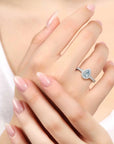 Classic Pear Aquamarine Halo Ring in Sterling Silver - Irosk Australia