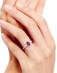 Classic Pear Ruby Halo Ring in Sterling Silver - Irosk Australia