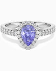 Classic Pear Tanzanite Halo Ring in Sterling Silver - Irosk Australia