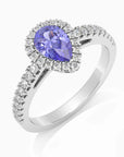 Classic Pear Tanzanite Halo Ring in Sterling Silver - Irosk Australia