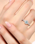 Classic Round Aquamarine Halo Ring in Sterling Silver - Irosk Australia
