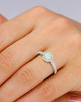 Classic Round Opal Halo Silver Opal Ring - Irosk Australia