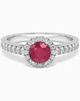 Classic Round Ruby Halo Ring in Sterling Silver - Irosk Australia