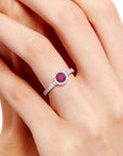 Classic Round Ruby Halo Ring in Sterling Silver - Irosk Australia