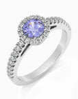 Classic Round Tanzanite Halo Ring in Sterling Silver - Irosk Australia
