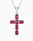 Cross Ruby Pendant Necklace in 925 Sterling Silver - Irosk Australia ® - Irosk Australia