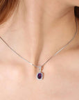 Cushion Cut Amethyst & CZ Pendant in Sterling Silver - Irosk Australia