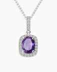 Cushion Cut Amethyst & CZ Pendant in Sterling Silver - Irosk Australia