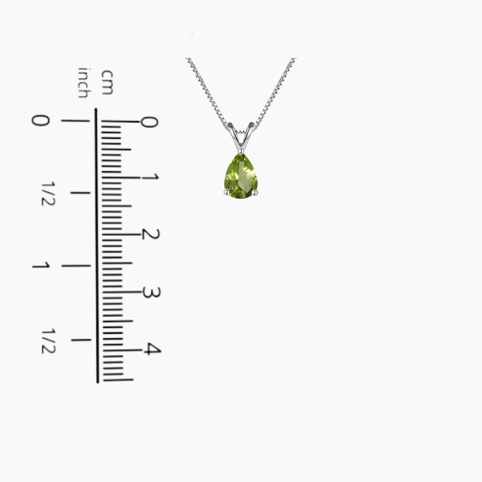 Size Comparison of Pear-Shaped Peridot Pendant – 2.3 cm Height, 1.0 cm Width