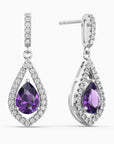 Amethyst Pear Shape Dangling Earrings in Sterling Silver | Irosk