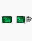 Angled shot highlighting the rectangular emerald-cut stones and sterling silver backs.