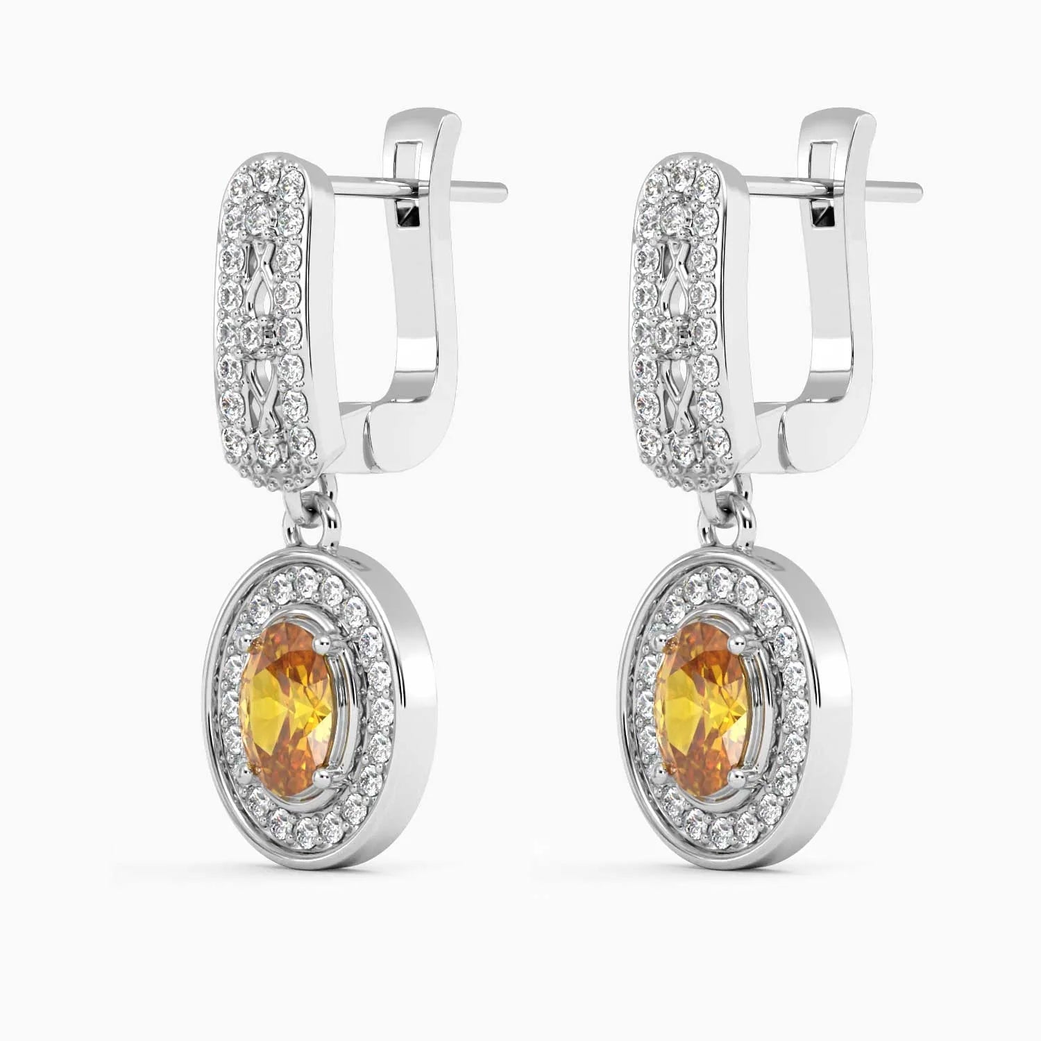 Exquisite Design: Designer Oval Citrine Drop Earrings - Irosk Australia