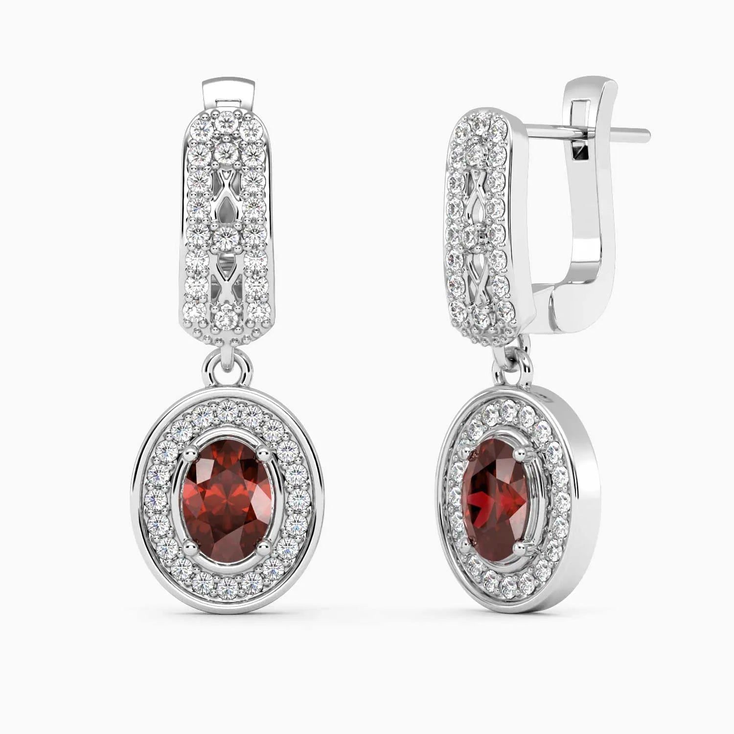 Exquisite Design: Designer Oval Garnet Drop Earrings - Irosk Australia