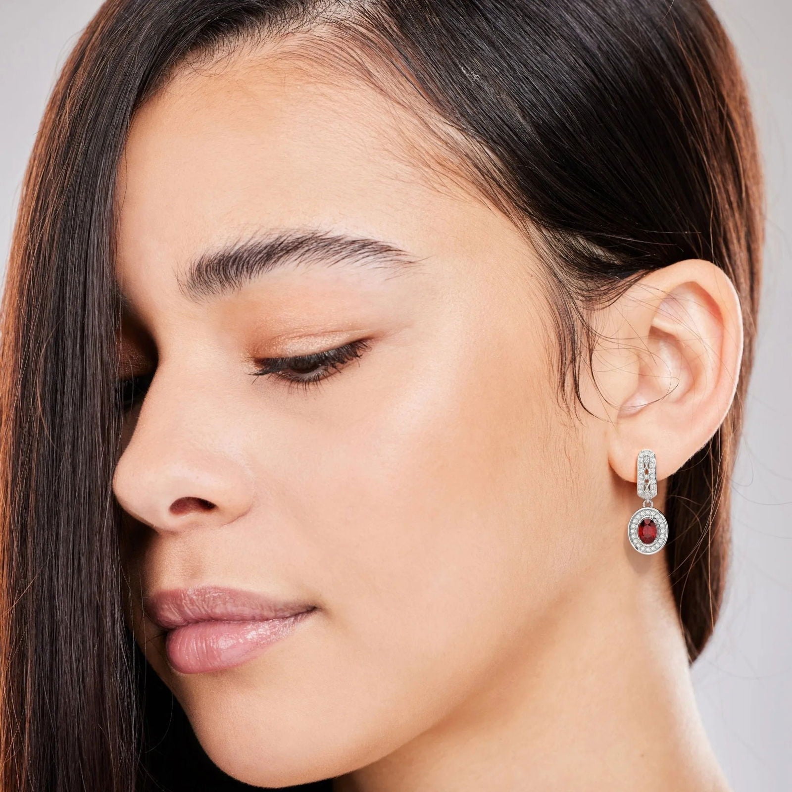 Exquisite Design: Designer Oval Garnet Drop Earrings - Irosk Australia