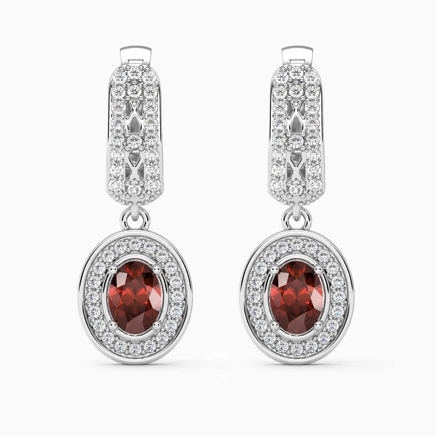 Exquisite Design: Designer Oval Garnet Drop Earrings - Irosk Australia