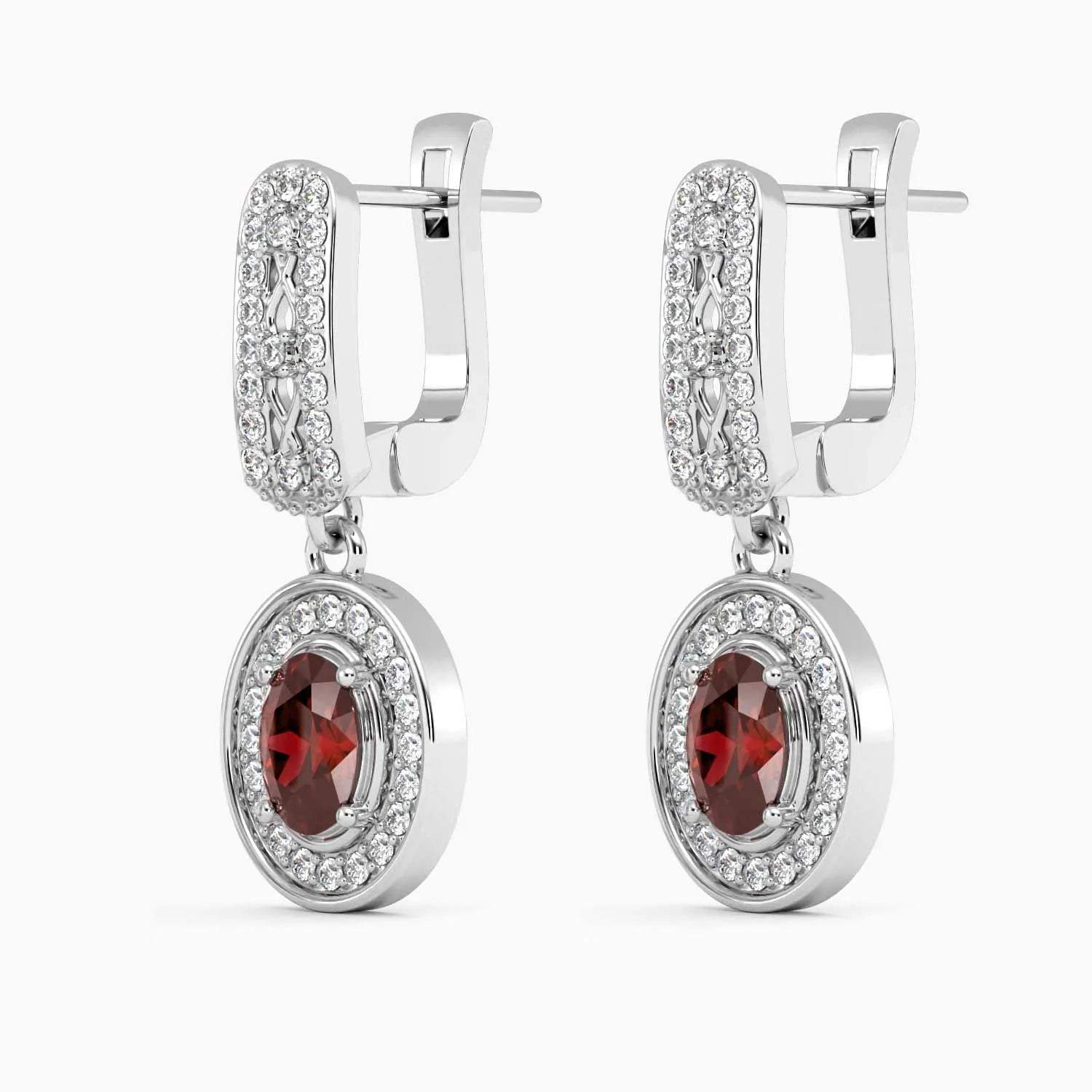 Exquisite Design: Designer Oval Garnet Drop Earrings - Irosk Australia