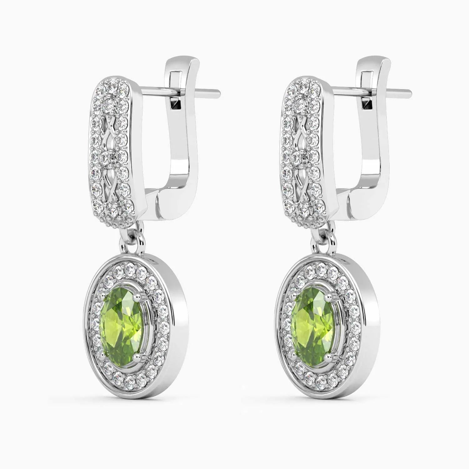 Exquisite Design: Designer Oval Peridot Drop Earrings - Irosk Australia