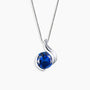 Semi Bezel Set Sapphire Necklace in Rhodium-Plated Sterling Silver with 8 mm Round-Cut Sapphire