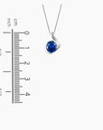 Detailed View of Semi Bezel Set Sapphire Necklace with Rhodium-Plated Silver Setting and 8 mm Sapphire