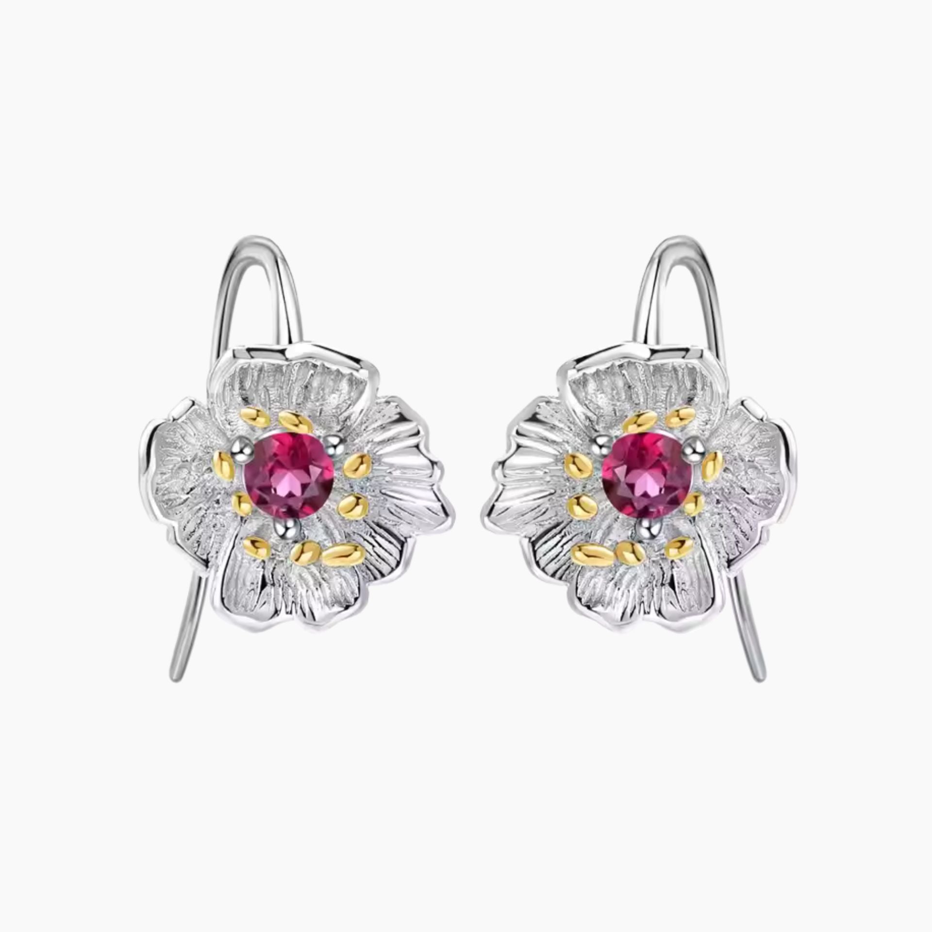 Rhodolite Blossom Earrings - Sterling Silver - Irosk