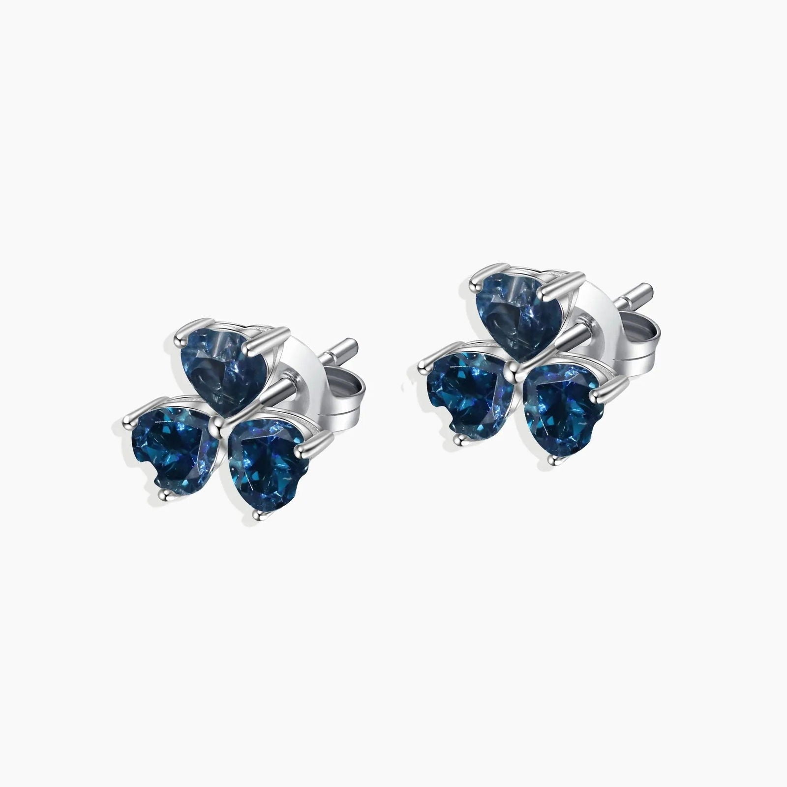Flower Shape Stud Earrings in Sterling Silver -  London Blue Topaz - Irosk Australia