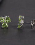 Peridot Silver Stud Earrings Set in Sterling Silver with Rhodium Plating