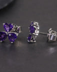 Flower Studs Earrings in Sterling Silver -  Amethyst - Irosk Australia