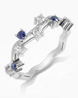 Blue sapphire ring with celestial design