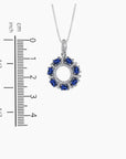 Elegant Round Pendant Necklace with Galaxy-Inspired Arrangement of Genuine Sapphires, Perfect for September Birthdays