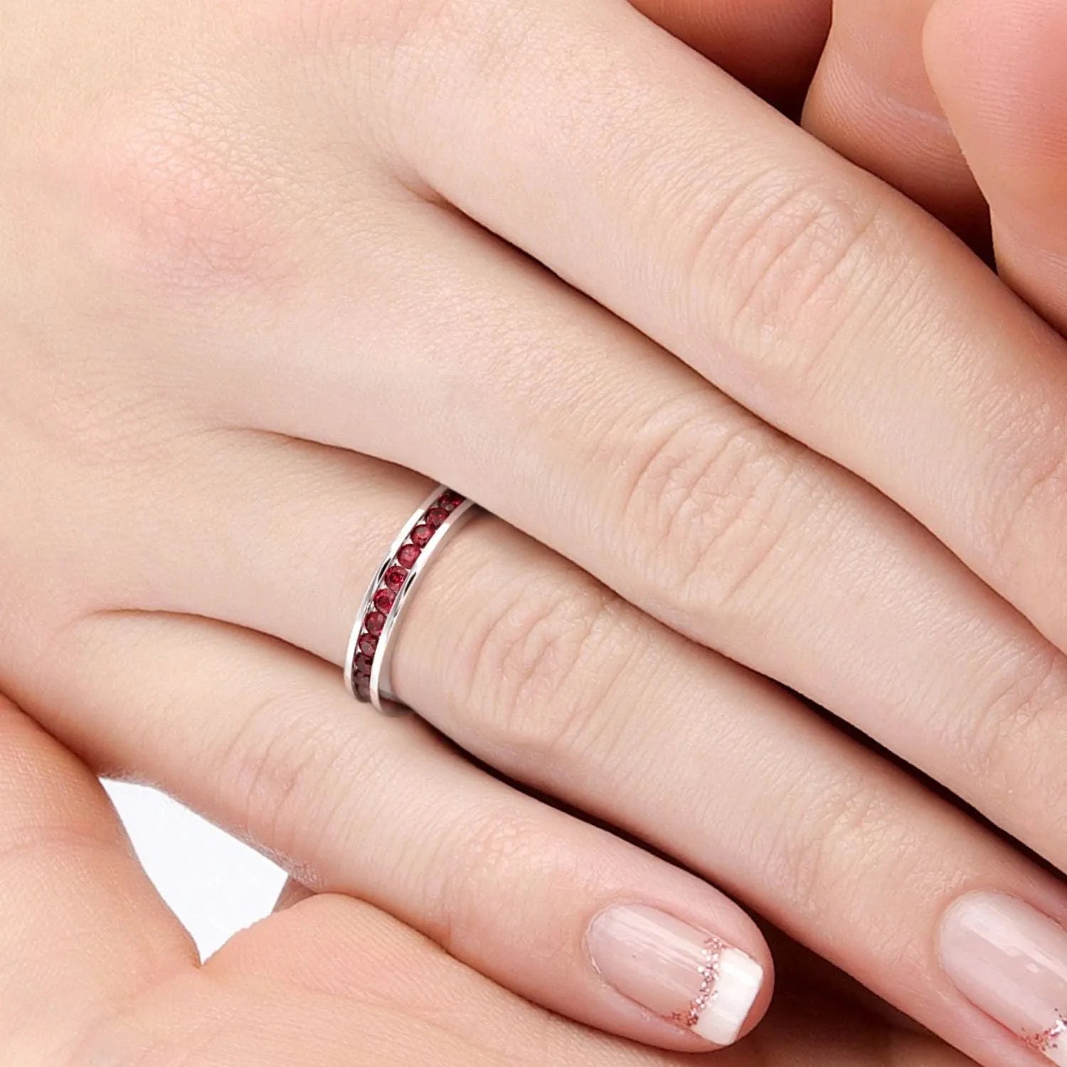Garnet Channel Set Ring in Sterling Silver - Irosk Australia ® - Irosk Australia
