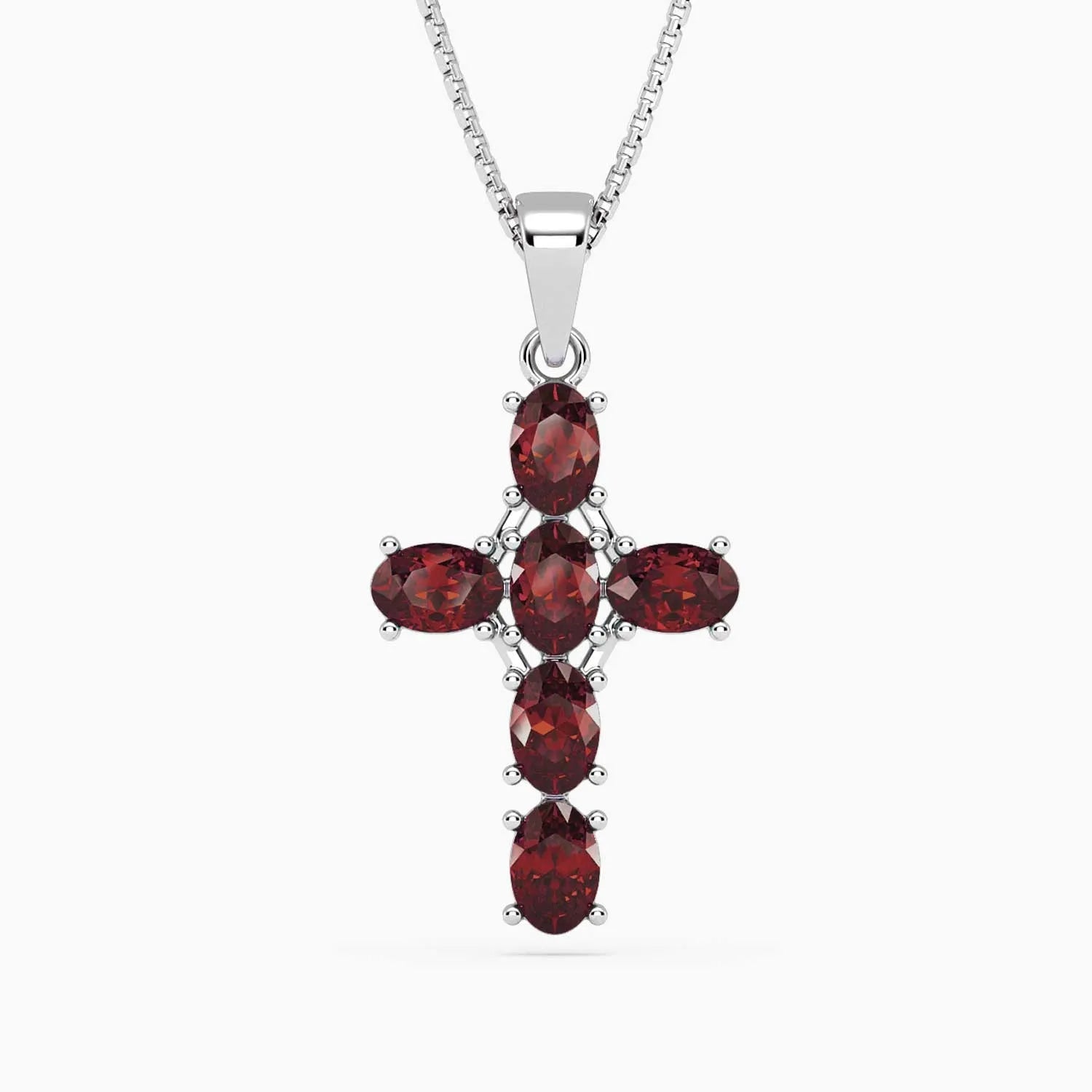 Garnet Cross Pendant Necklace in 925 Sterling Silver - Irosk Australia ® - Irosk Australia