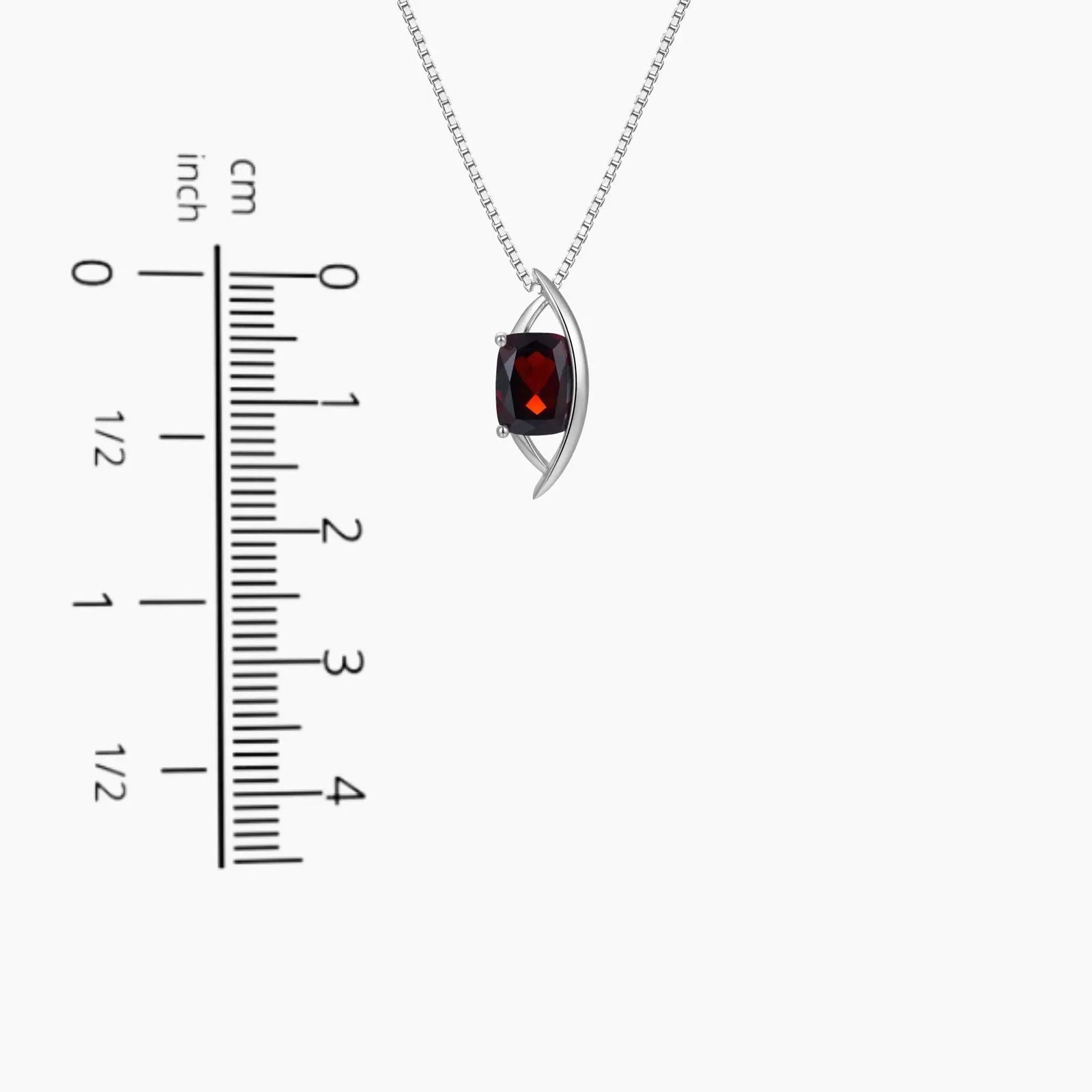 Garnet Cushion Cut Globe Necklace in Sterling Silver - Irosk Australia