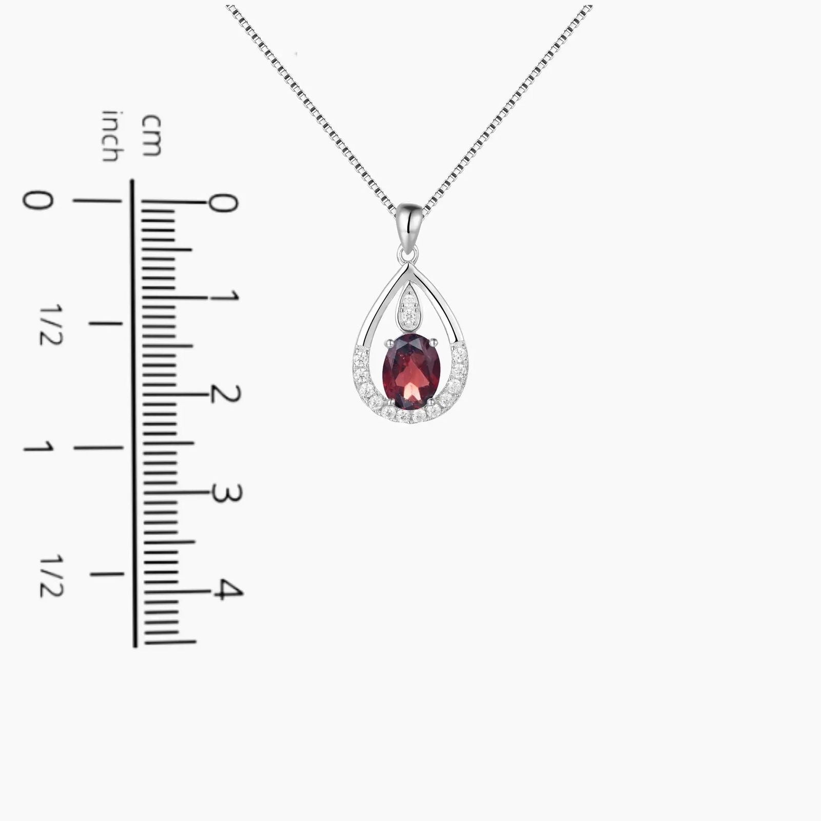 Garnet Drop Pendant Necklace in Sterling Silver - Irosk Australia